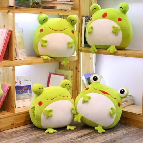 Lovely 35CM Frog Plush Toy Down Cotton Stuffed Squishy Animal Functional Pillow with Blanket Hands Warmer Gift for Baby