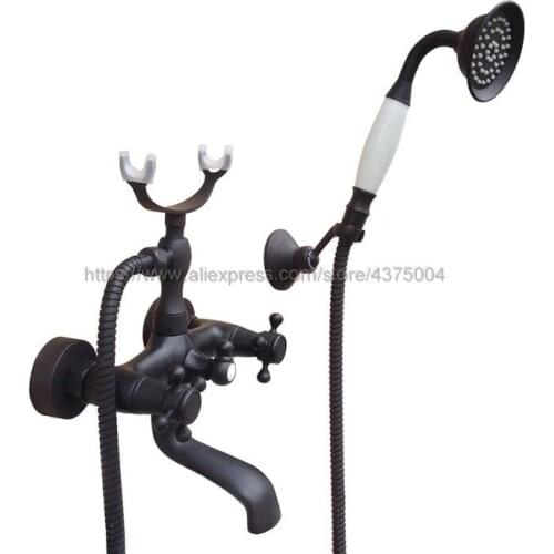 Bathtub Faucets Oil Rubbed Bronze Bathroom Faucet Mixer Tap Wall Mounted Hand Held Shower Head Kit Shower Faucet Sets Ntf607