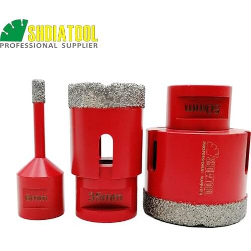 SHDIATOOL 3pcs/set M14 Vacuum Brazed Diamond Drill Core Bits Dia6/35/50mm Hole Saw Diamond Granite Marble Ceramic Drilling Bit