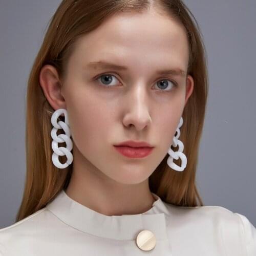 U-Magical Exaggerated White Arcylic Chunky Chain Earrings for Women Unusual Resin Long Tassel Earrings Jewellery Pendientes