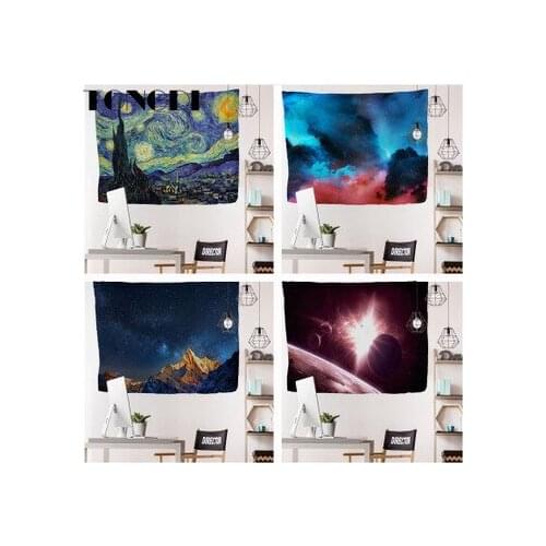 TONGDI Thickened Boho Tapestry Oil Landscape Painting Printing Wall Hanging Mat Decoration For Home Parlor Bedroom Living Room