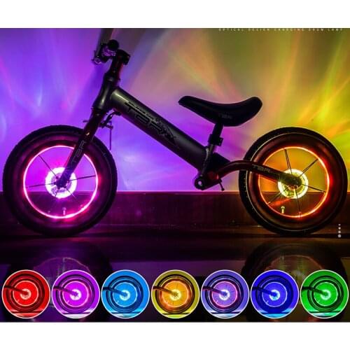 18XLED Bicycle WheelLights Bike Front Tail Hub Spoke One Lamps With 7 Color 33 Modes Rechargeable For Kids Balance Bike Lights