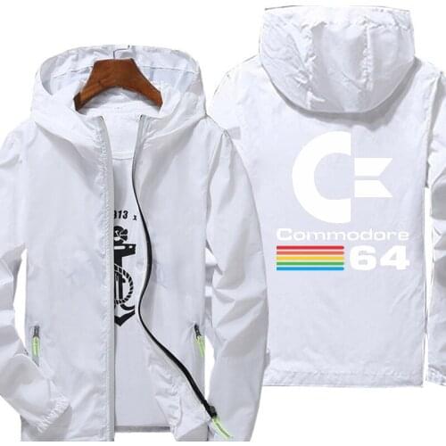 Commodore 64 Jacket Spring Autumn reflective zipper Windbreaker waterproof Jackets men street Hooded thin Coat