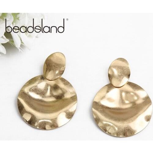 Beadsland Drop Earrings Metal Round Design Fashion Hiphop Rock Women Girls Dancing Party Christmas Gift 39857