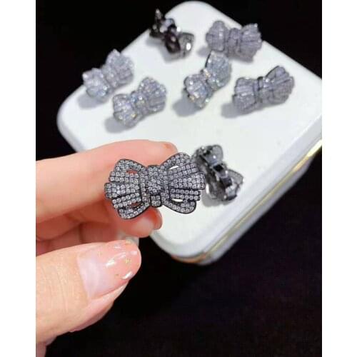 High-grade four color zircon micro inlay beautiful bowknot pendant fashion long sweater chain link clasp 2pc/lot accessories