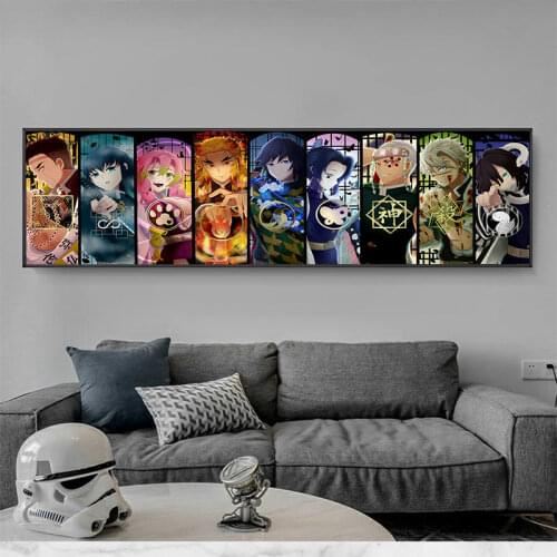 Japanese Anime Demon Slayer Wall Art Pictures Kisatsutai All The Member Canvas Painting Living Room Decoration Poster Unframed