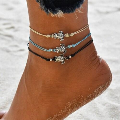 Yobest Vintage Anklets for Women Bohemian Retro Turtle Rope Anklet Sexy Beach Bracelet Chain Animal Foot Jewelry