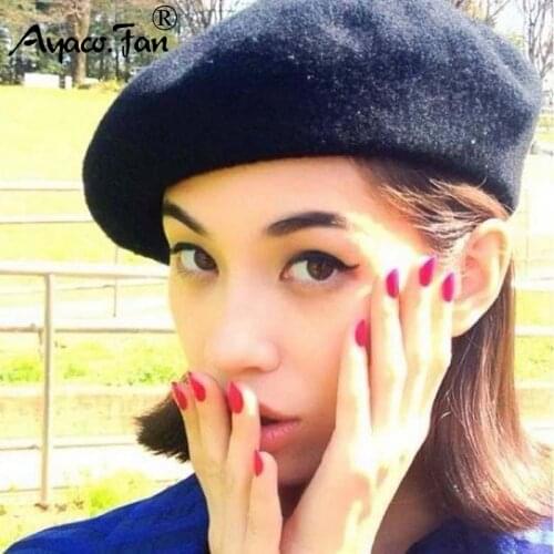 Women Berets Winter Hats for Female Women 2019 New Cute Solid Flat Cap Knit Skullies Beanies Cashmere Hats Lady Girls Berets Hat