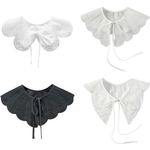 Women Lovely Flower Embroidery Fake Collar False Collar Breathable Summer Faux Collar Necklace Dress Shirt Collar Shawl