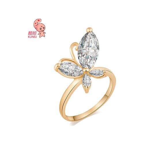 Kuniu geometric finger ring for women crystal metal material trendy classic style friend lover gifts fashion jewelry