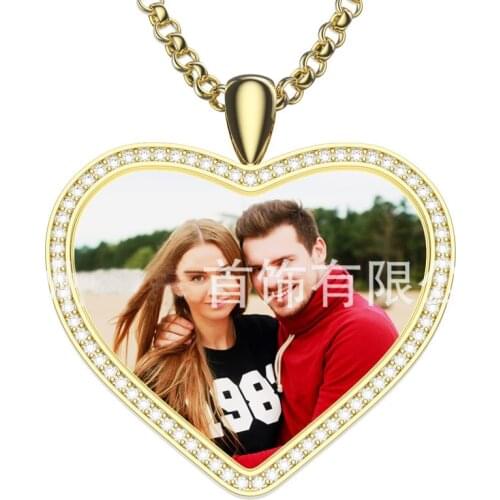 Amxiu Personalized Photo Necklace with Zircons 925 Silver Necklace Custom Name Necklace Heart Pendant Necklace For Women Jewelry