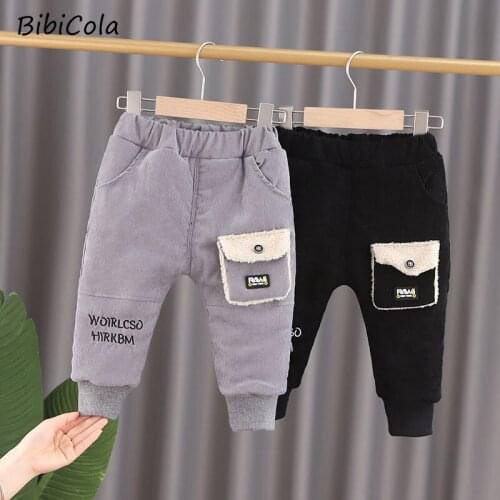 Winter Fleece Pants for Kid Boys Winter Trousers Children Autumn Full Print Cotton Pants Boy Teenage Warm Thick Pant 2021 New