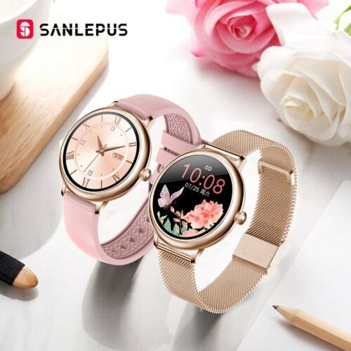 2021 SANLEPUS Stylish Womens Smart Watch Luxury Waterproof Wristwatch Stainless Steel Casual Girls Smartwatch For Android iOS