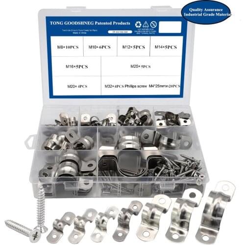 304 Stainless Steel Pipe Clip Clamp For Plumbing PipeU Shaped Pipe Clamp Bracket Tube Strap 8mm-32mm, Home Hardware