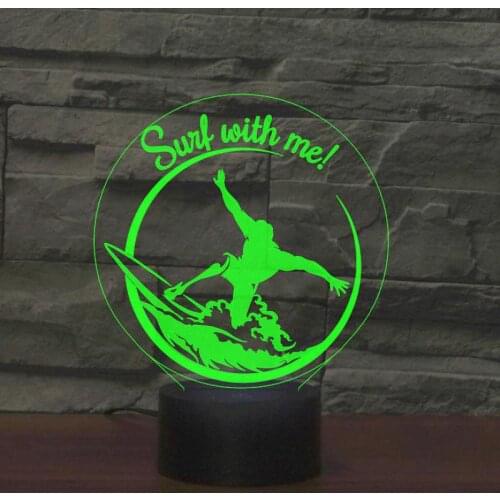Surfing 3d Lamp Colorful Touch Control Remote Control Led Visual Led Night Light Gift Atmosphere Table Usb Led Light