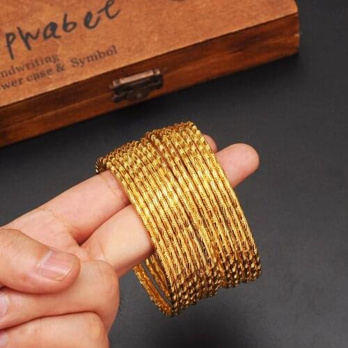 6 PCS dubai gold bangle 2.7 inchesEthiopian bangle bracelet bangle African Women jewelry Gold Dubai big circle bangles bracelet