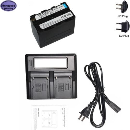 7.2V 7200mAh NP F960 F970 F950 Digital Camera Battery + LCD Dual Battery Charger For SONY PLM-100 CCD-TRV35 MVC-FD91 MC1500C L10