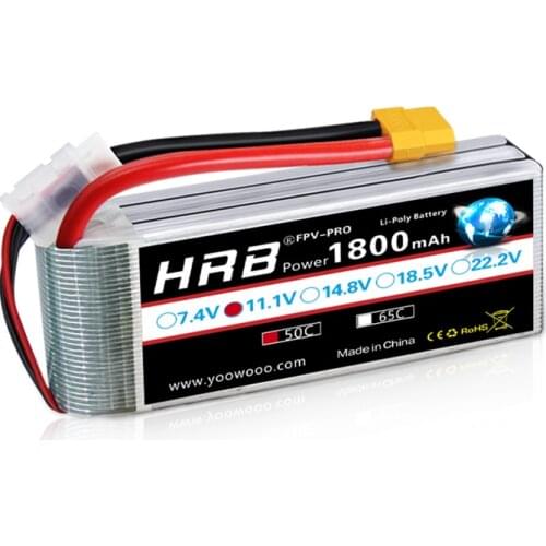 HRB 11.1V 1800mAh 3S 50C LiPo Battery XT60 Plug for Skylark M4-FPV250 Mini Shredder 200 INDY250 RC Heli Airplane UAV FPV Drones