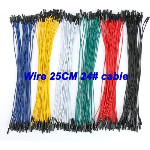 Free shipping 20pc 24AWG 1p DuPont Wire 25CM 24# cable with two head color Option wire connector dupont cable