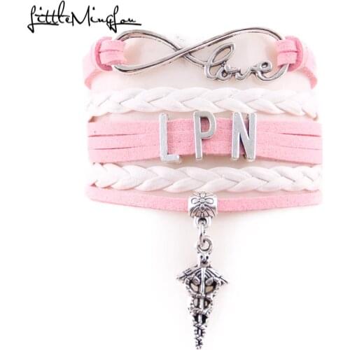 Little Minglou Infinity Love LPN bracelet NP RN ICU nurse bracelet Medical charm men bracelets & bangles for women jewelry