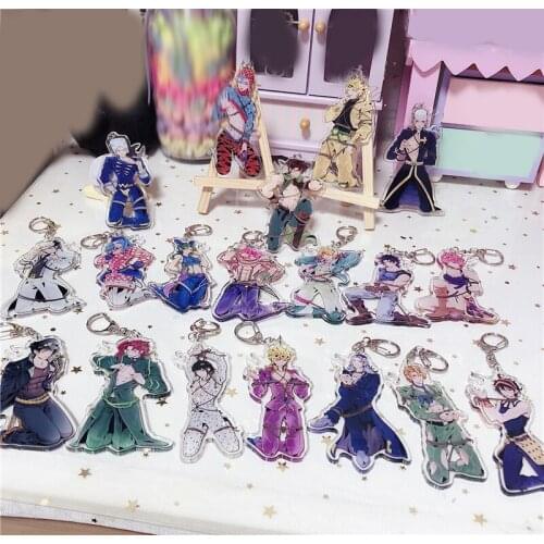 1pcs Anime JOJOS BIZARRE ADVENTURE Golden Wind Cartoon Printed Pendant Keyring Cosplay Prop Decor Keychain Boy Girl Gift