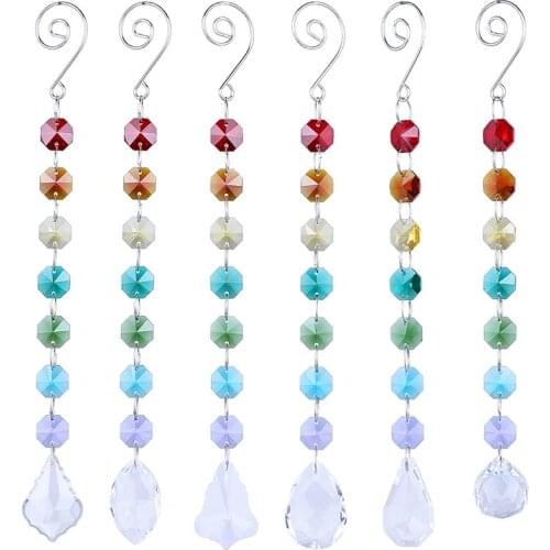 Camal 1pcs Crystal Prisms w/ Multicolor Octagonal Beads Garland Window Hanging Ornaments Rainbow Maker Suncatcher Xmas Birthday