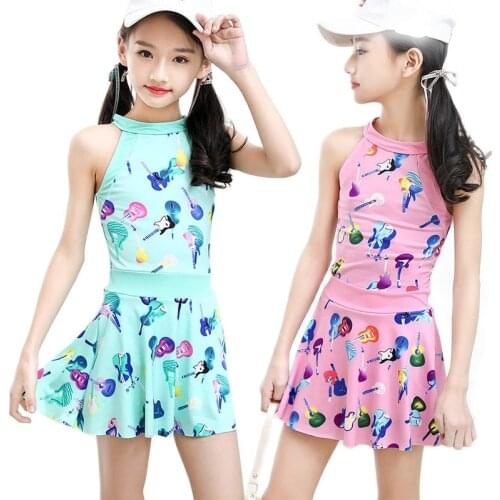 Guitar Print Baby Swimwear Student Girls Swimsuit Kids Split Boxer Pant Skirt Style Swimsuit Slim One-Piece Baby Bath Tub Set