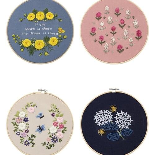 European Style 3D Flower Plant Embroidery Knitting Kits Sewing Cross Stitch Sets DIY Decorative Paintings Tool Material Package