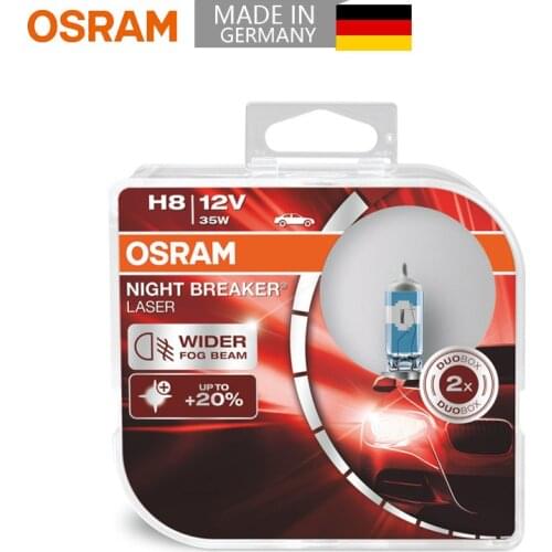 OSRAM H8 12V 55W New Night Breaker Laser Next Generation Car Halogen Headlight Fog Light Lamps +150 Brighter 64212NL(2 Pcs)