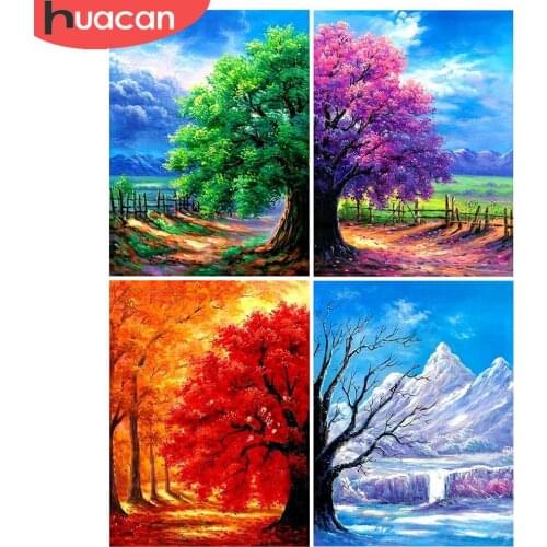 HUACAN 5D Diy Diamond Embroidery Tree Home Decoration Diamond Art Mosaic Landscape Painting Handmade Gift
