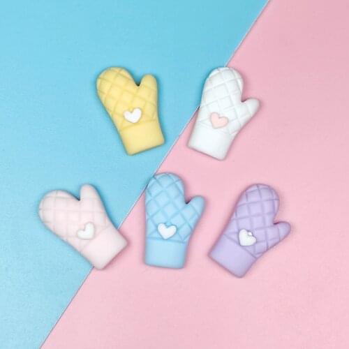 Simulated Heart Baking Gloves Flatback Resin Cabochon For Dollhouse Accessories Scrapbooking Craft DIY Hair Bow Center