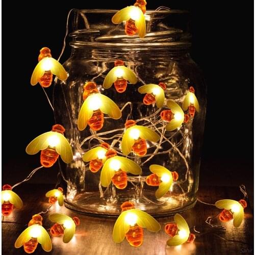 Cute Honey Bee Led String Lights Christmas Tree Decorations Fairy Lights Garland Outdoor Garden Patio Decor Night Light
