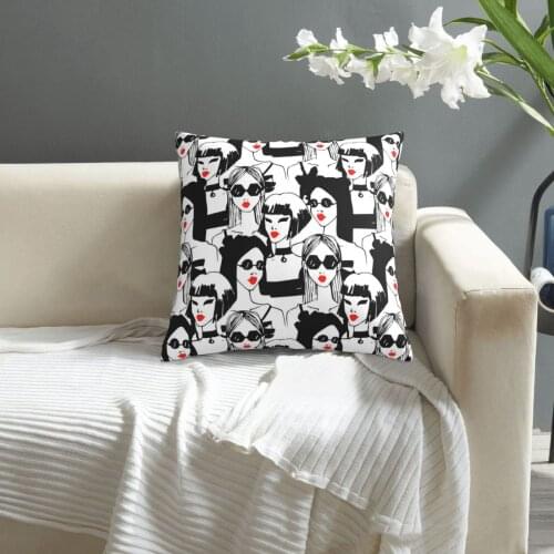 Fashion Girl Seamless Pattern pillowcase printed cushion cover sofa waist pillow pillow cover