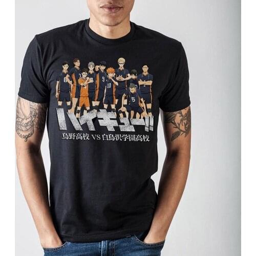 100% Cotton Print Mens Summer Haikyuu!! Characters Black T-Shirt Tee Shirt