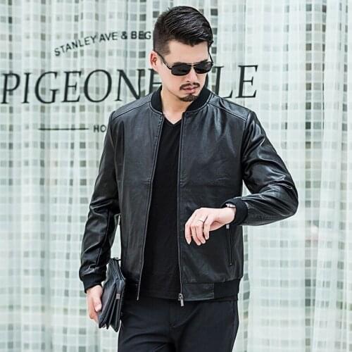 2020 Plus Size 8xl Men Leather Jacket Genuine Real Sheep Skin Brand Black Male Bomber Motorcycle Biker Mans Coat Autumn Spring