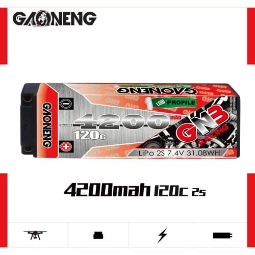 Gaoneng GNB 2S 4200mAh 7.4V 120C Low Profile Hardcase LiPo Battery Pack 5.0mm Bullet T XT60 Plug for 1:10 1/10 RC Car RC Boat