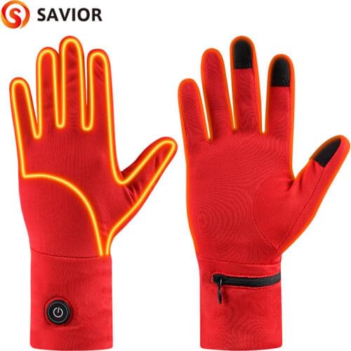 Savior Winter Warm Cycling Heated Gloves Liners Rechargeable Battery for MTB Riding Skiing Motorcycle Gloves Men Women 2021