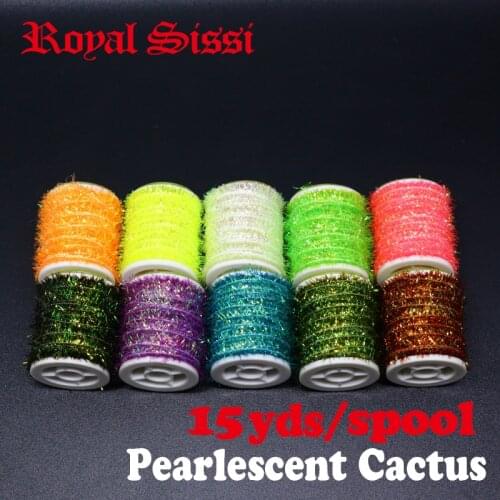 Royal Sissi new developed 10 spools set pearlescent cactus chenille salmon&steelhead streamer fly flash body fly tying materials