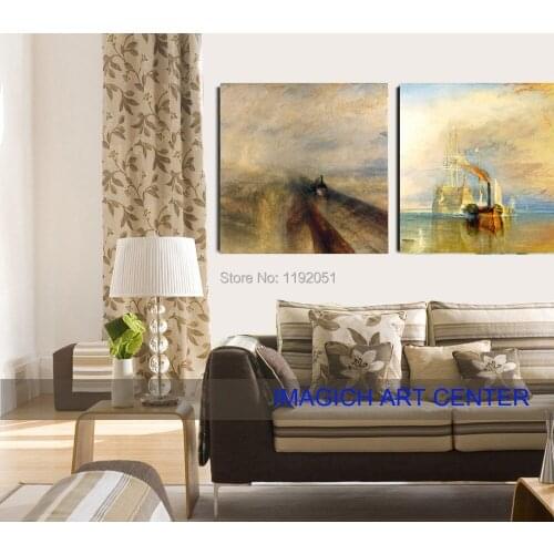 Seascape canvas painting scenery vintage poster landscape oil art Joseph William Turner Rain Steam Speed The Fighting Temeraire