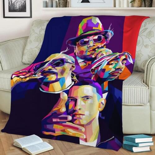 Biggie Eminem 2PAC Tupac 3D Print Plush Blanket Throw On Sofa Home Decor Soft Warmth Washable Nap Blanket Dropshipping