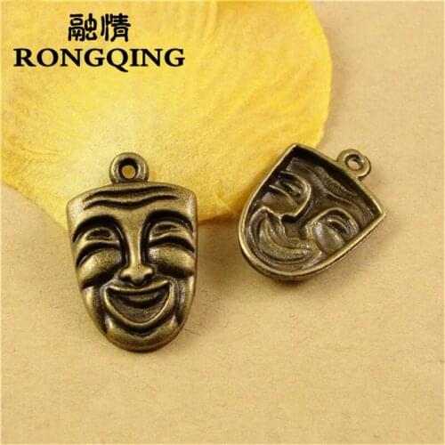 RONGQING 24*15MM 60pcs/lot mask Pendants Necklaces Handmade Fashion Jewelry Charms DIY