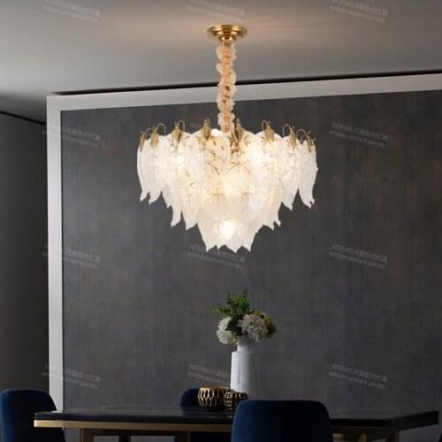 Postmodern Light Luxury Living Room Chandelier Dining Room Bedroom Tree Leaf Glass Room Light Designer Lamp