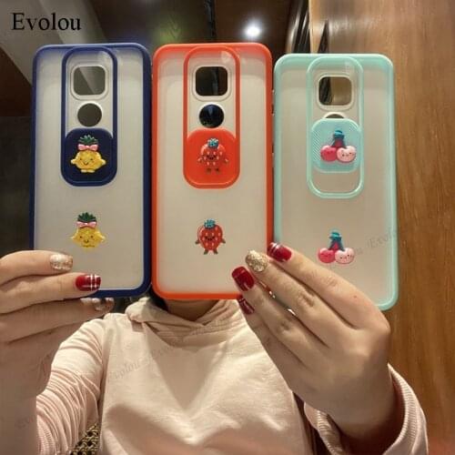 Cartoon Translucent Matte Phone Case For Motorola G9 Play E7 Plus Case Slide Camera LensProtection Back Cover For MOTO XT 2081-1