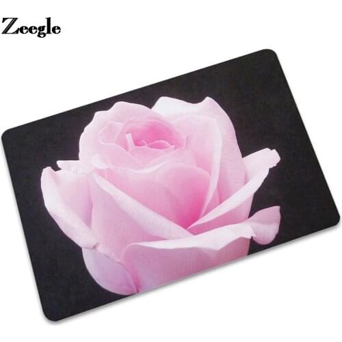 Zeegle Flower Printed Rubber Floor Mat Anti-Slip Waterproof Door Mat Anti-Slip Washable Kitchen Rug Home Decor Foot Mat
