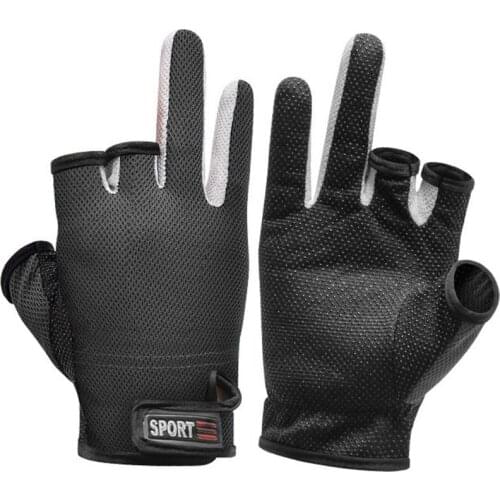 Mesh Fishing Gloves Moisture-proof Anti-slip Gloves Wear-resistant Fabric Breathable Outdoor Sports Fishing Equipment Accessory