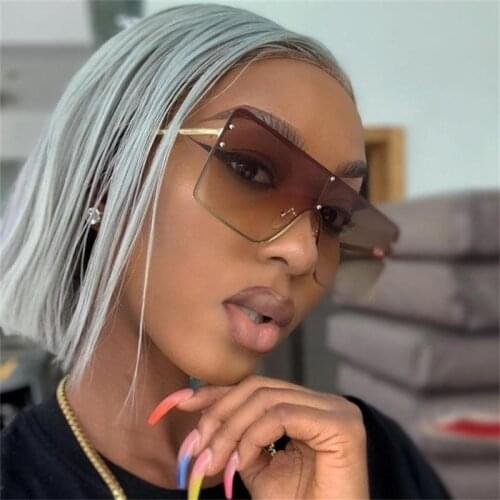 Retro Brown Oversized Square Sunglasses Women Luxury Brand Designer Flat Top Metal Sun Glasses Men UV400 Fashion Shades