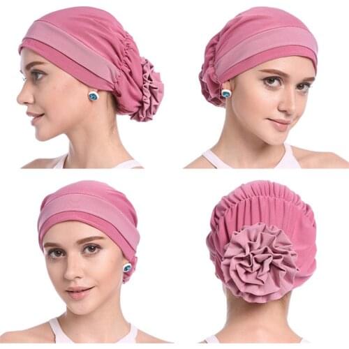 2021 new Muslim headgear multi-colored headgear solid headgear fashion two-color floral chemo cap fashion two-color floral chemo