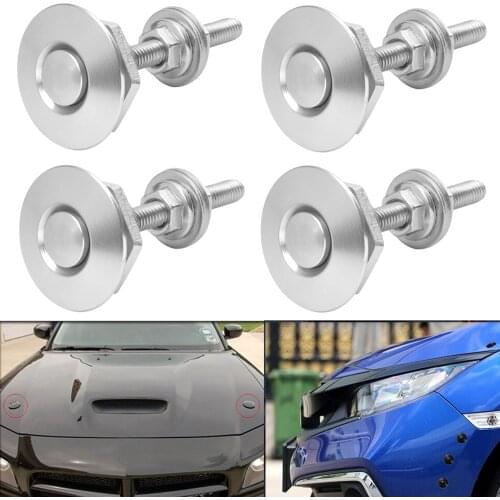 4pcs Universal Aluminum Silver Push Button Billet Quick Release Car Front Bumper Hood Pin Engine Bonnet Lock Latch Clip Body Kit