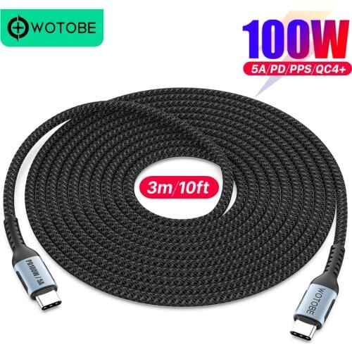 WOTOBE 100W USB C to C Cable PD 5A-mark Fast Charging USB-C Cord Type-C Charger For DLEE HP Xiaomi Samsung S21 Macbook iPad Pro