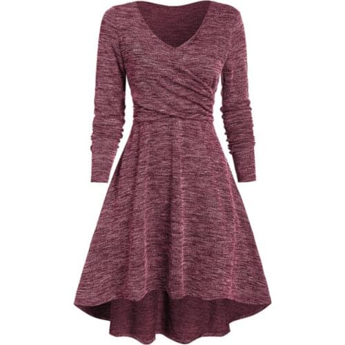 Plus Size Spring Women Dress Party Night Elegant Cross Long Sleeve Sexy Dress Casual V Neck Women Clothes Vestidos